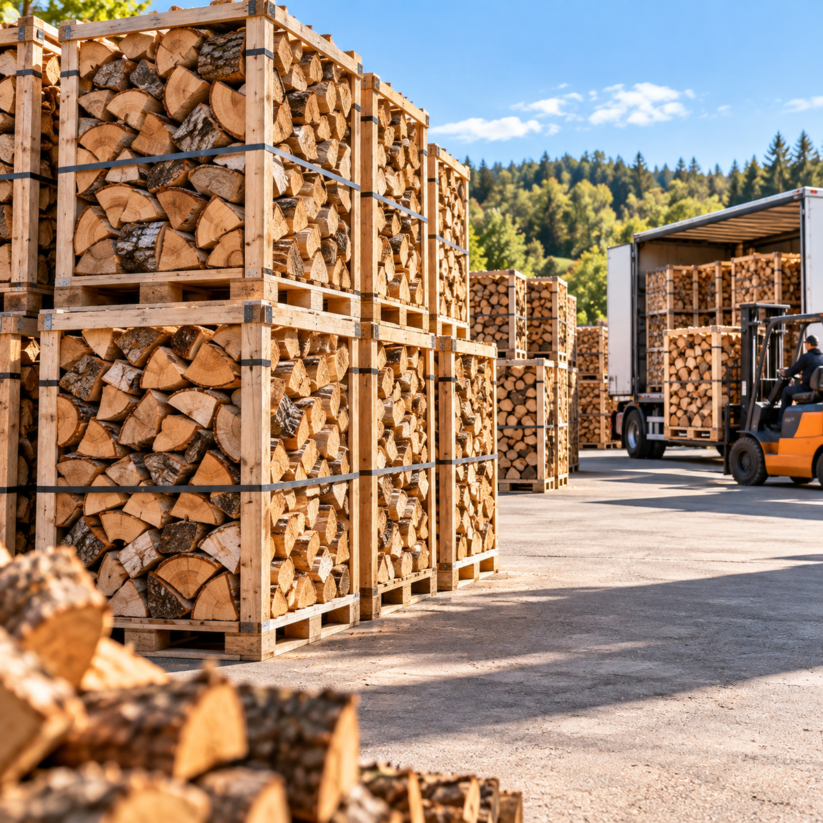 Grandes quantités de bois de chauffage