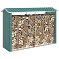 Abri à bois avec structure en acier galvanisé et base surélevée, 240 x 86 x 160 cm, vert